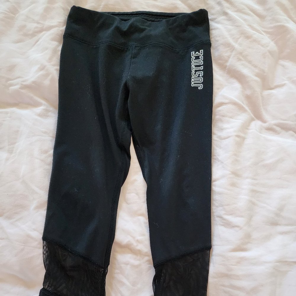 Justice Girls Active Capris Leggings with Mesh Details in Lower Leg Size 12